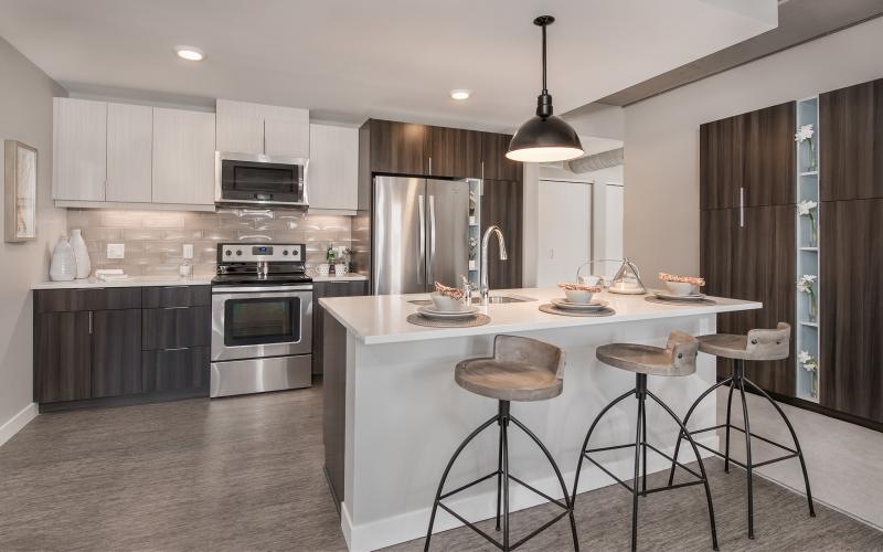 recessed lighting in kitchen with island seating